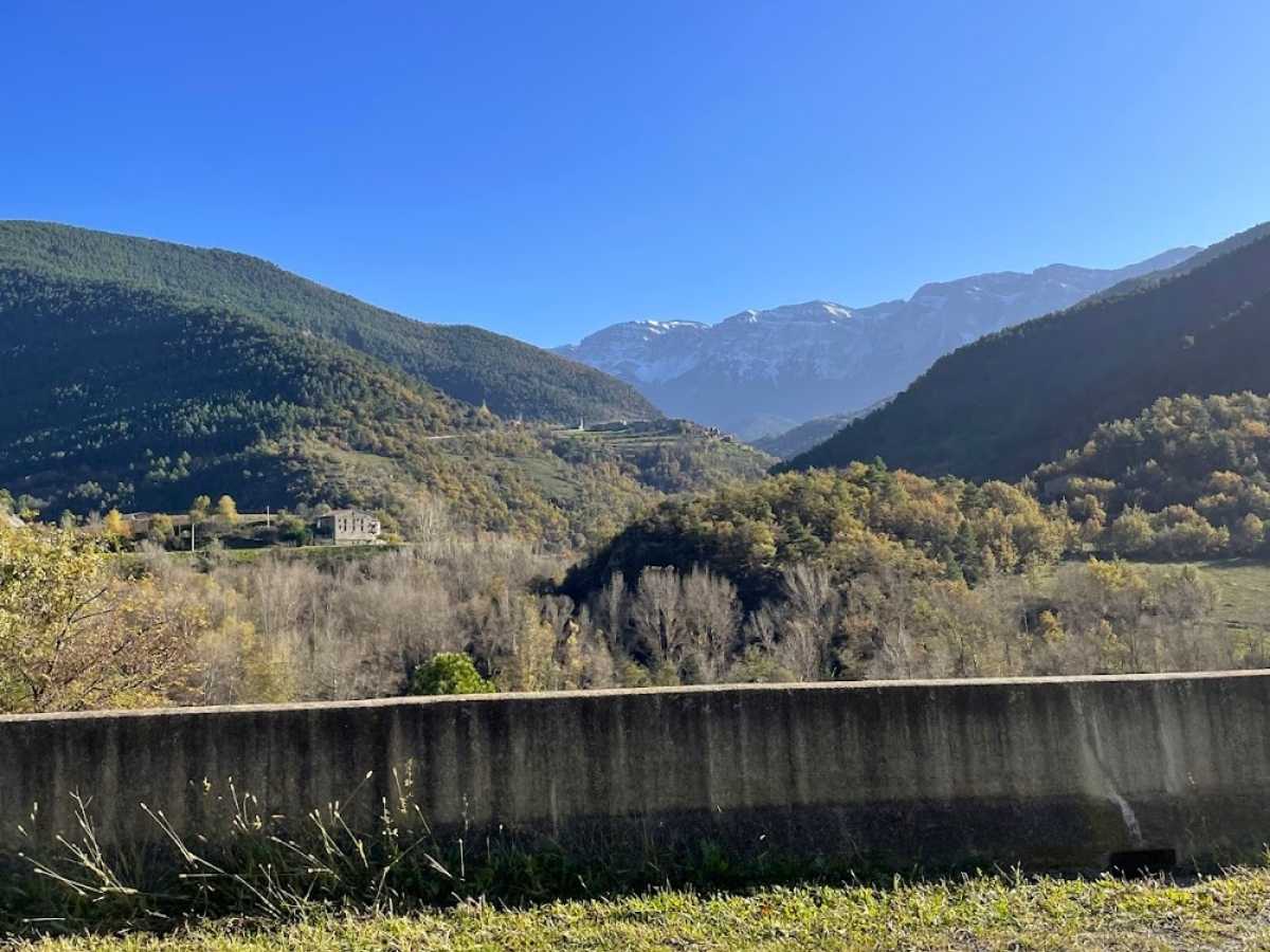 A scenic view of the mountains in Andorra from the roadway