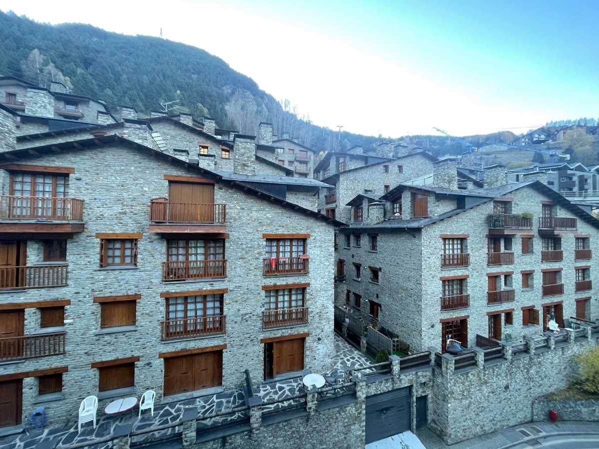 Mountain lodges with brick facades near Andorra La Vella