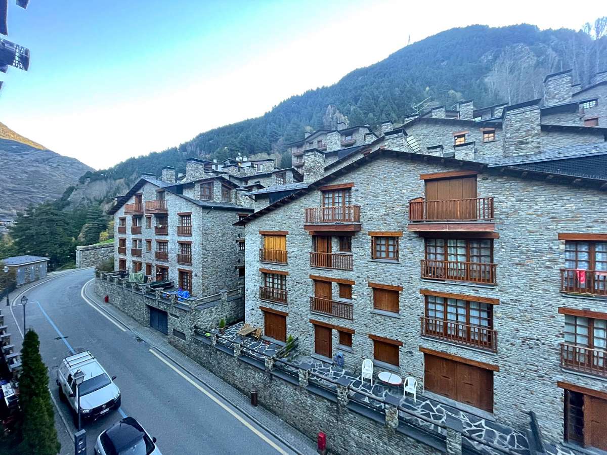 Mountain lodges with brick facades near Andorra La Vella