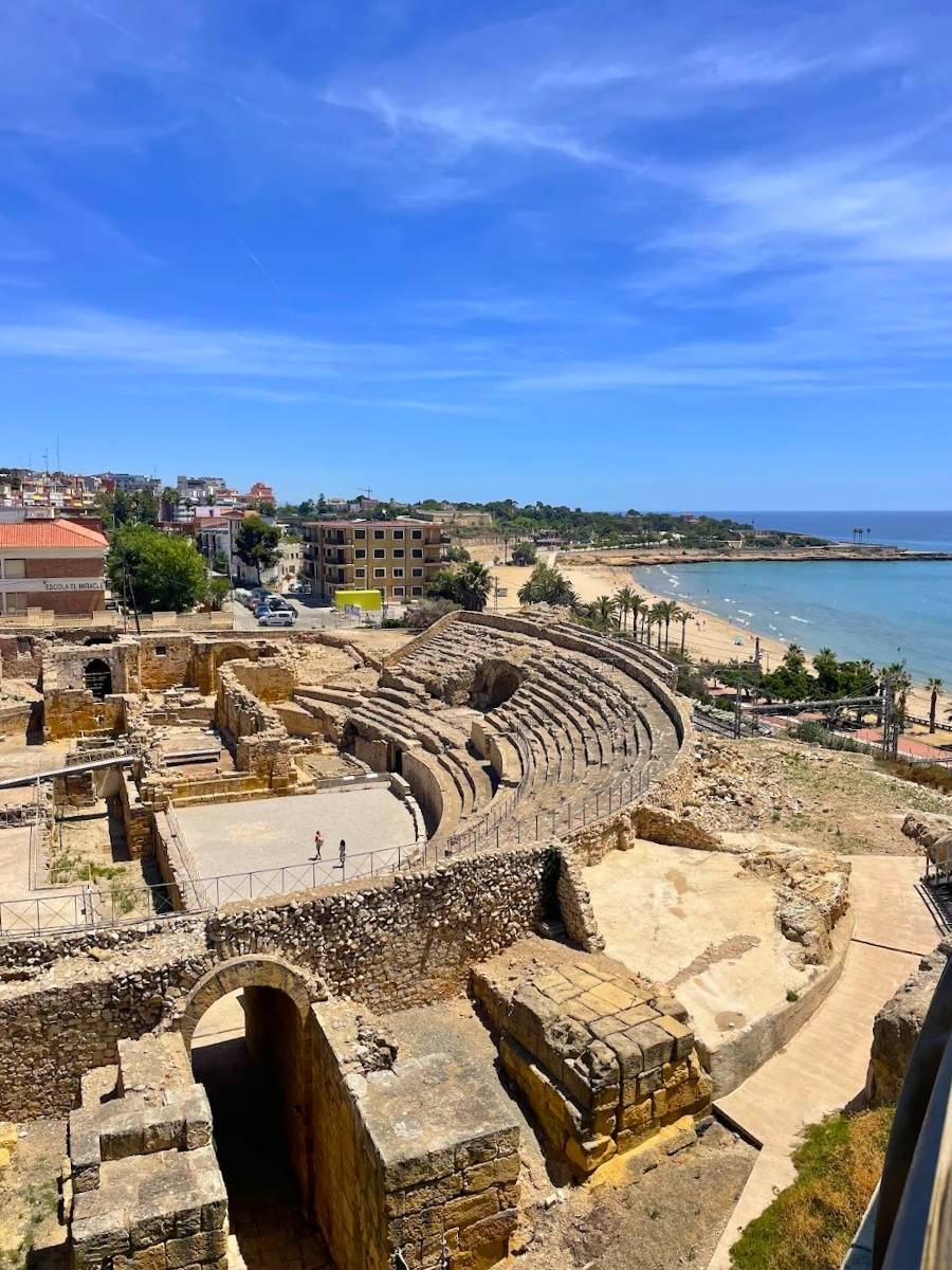 View of Tarragona's Roman Amphitheater and Mediterranean coastline